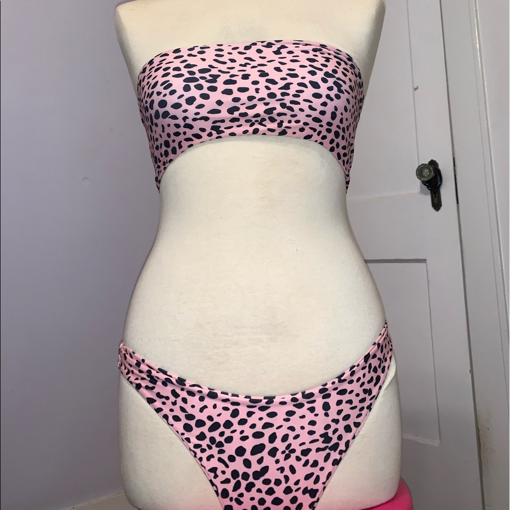 shein pink cheetah print bikini set